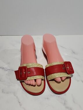 American Exchange Red Slide Sandals